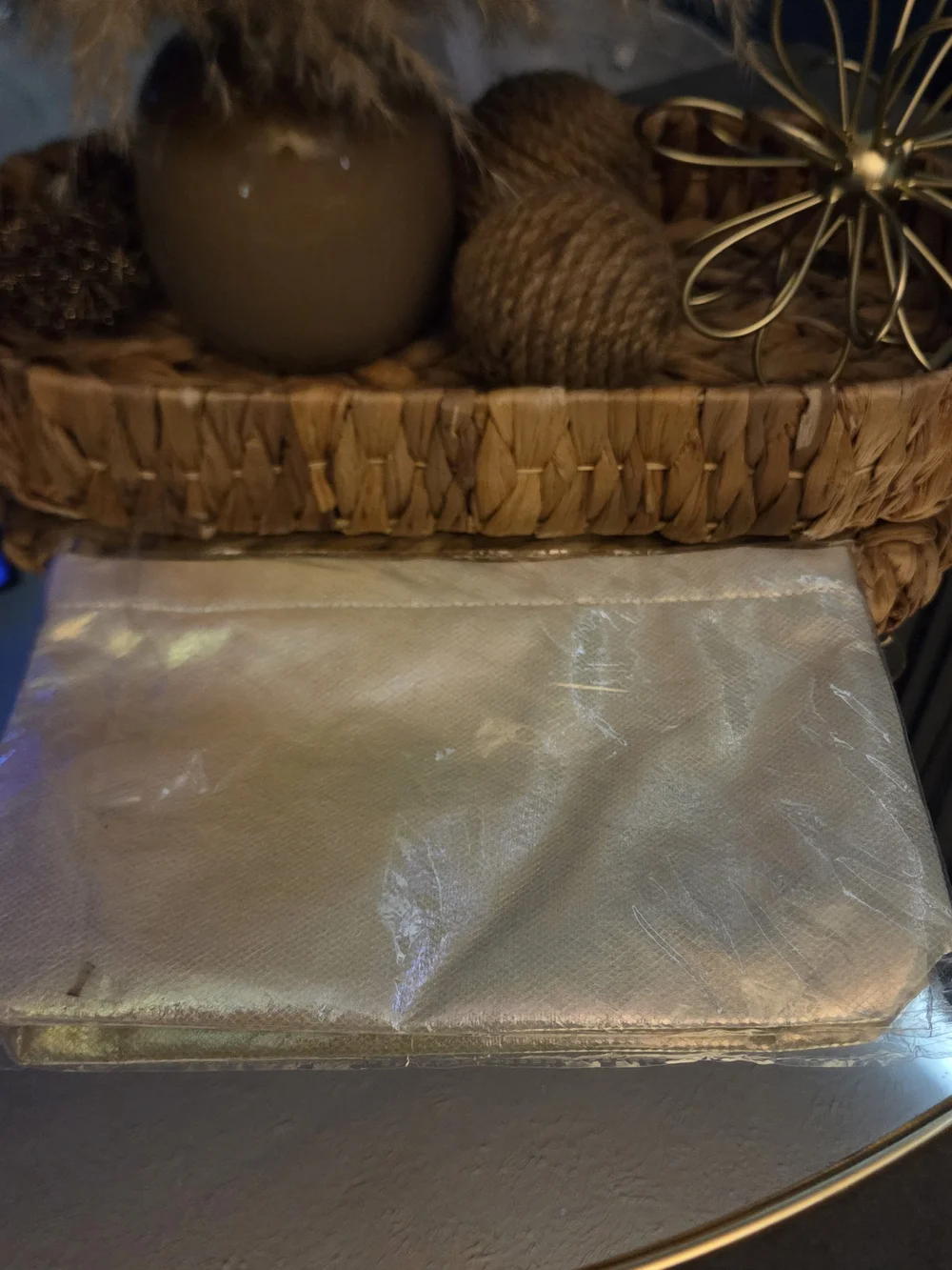 Equilibria Metallic Champagne Gold Iridescent Textured Zip Clutch Pouch
